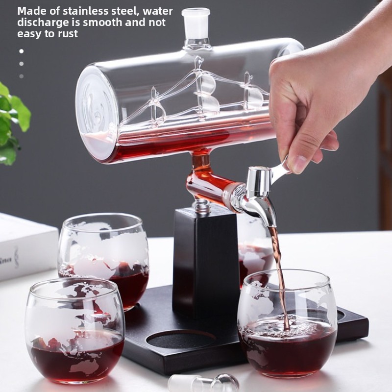 Decanter Aerator Set - Decantador de vino de vidrio templado,