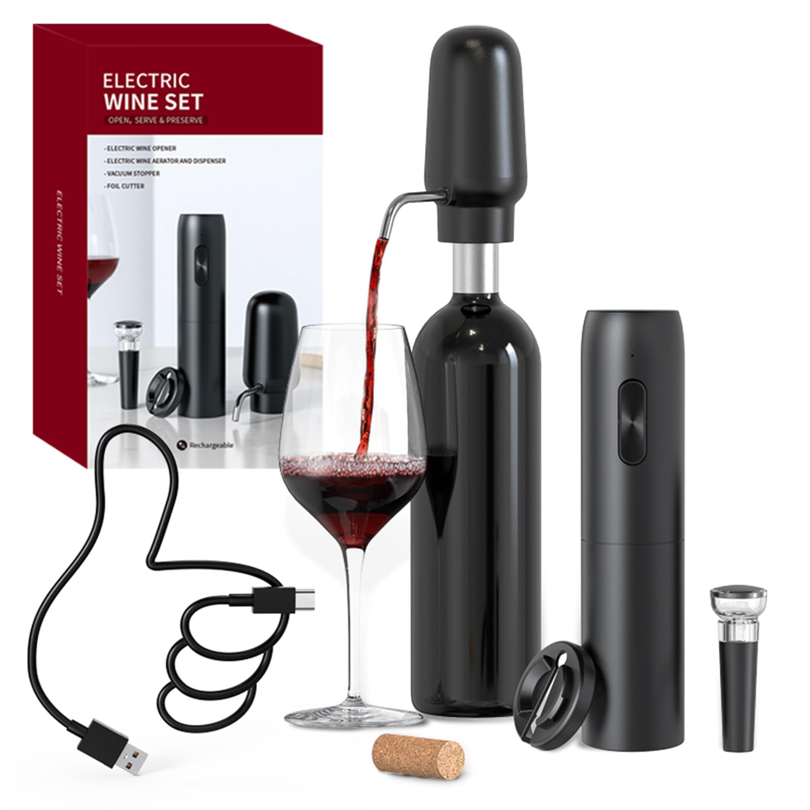Aireador de vino eléctrico int - Decanter Aerator Set reseña y precio